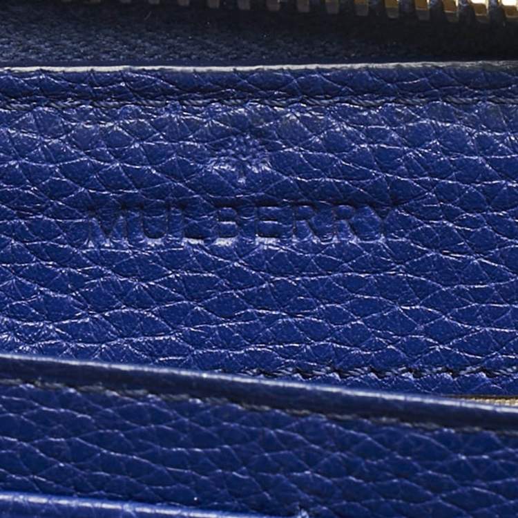 Pre Owned Mulberry Blue Leather Zip Around Continental Wallet