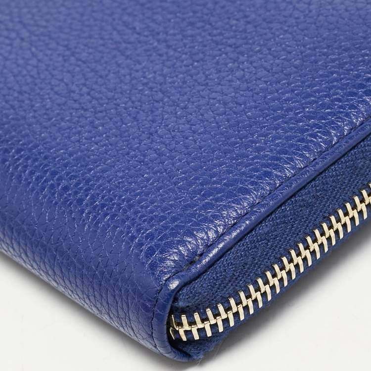 Pre Owned Mulberry Blue Leather Zip Around Continental Wallet