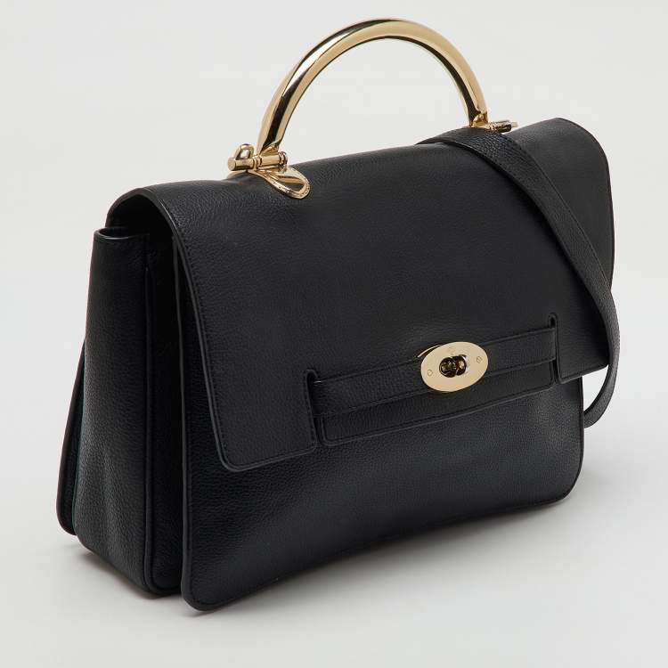 Pre Owned Mulberry Black Leather Medium Belted Bayswater Top Handle Bag