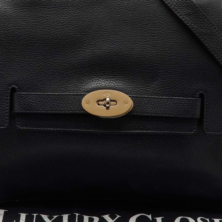 Pre Owned Mulberry Black Leather Medium Belted Bayswater Top Handle Bag