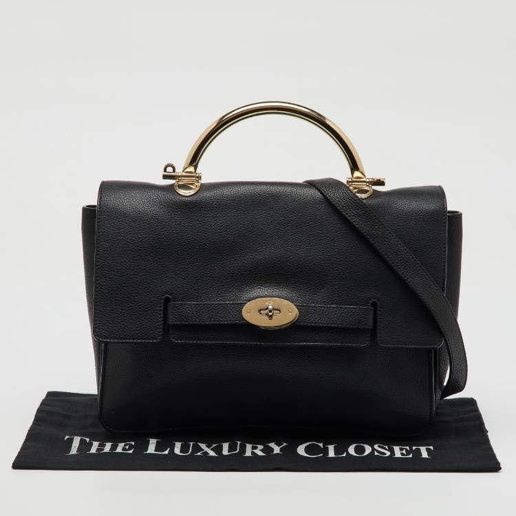 Pre Owned Mulberry Black Leather Medium Belted Bayswater Top Handle Bag