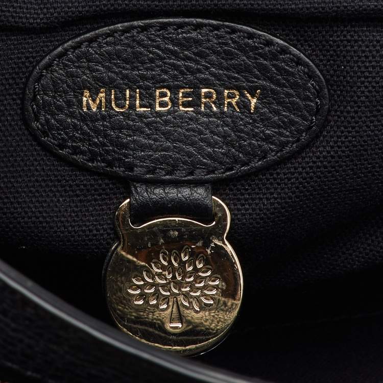 Pre Owned Mulberry Black Leather Medium Belted Bayswater Top Handle Bag