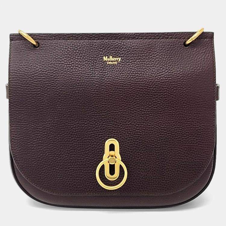 Pre Owned Mulberry Burgundy Leather Amberley Satchel Bag