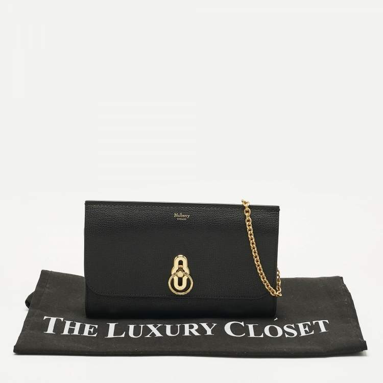 Pre Owned Mulberry Black Leather Amberley Chain Clutch