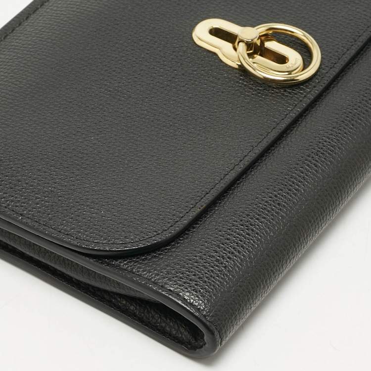 Pre Owned Mulberry Black Leather Amberley Chain Clutch