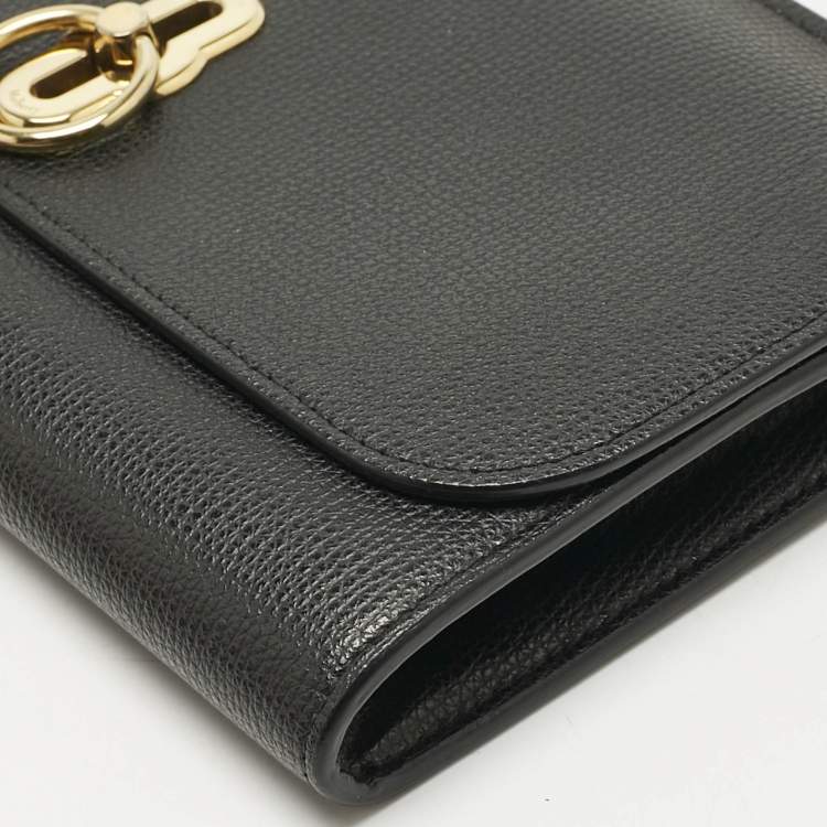 Pre Owned Mulberry Black Leather Amberley Chain Clutch