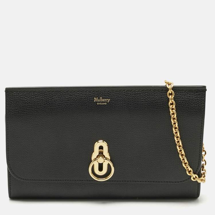 Pre Owned Mulberry Black Leather Amberley Chain Clutch