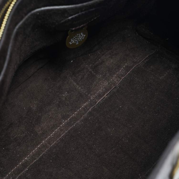 Pre Owned Mulberry Dark Brown Croc Embossed Leather Bayswater Satchel