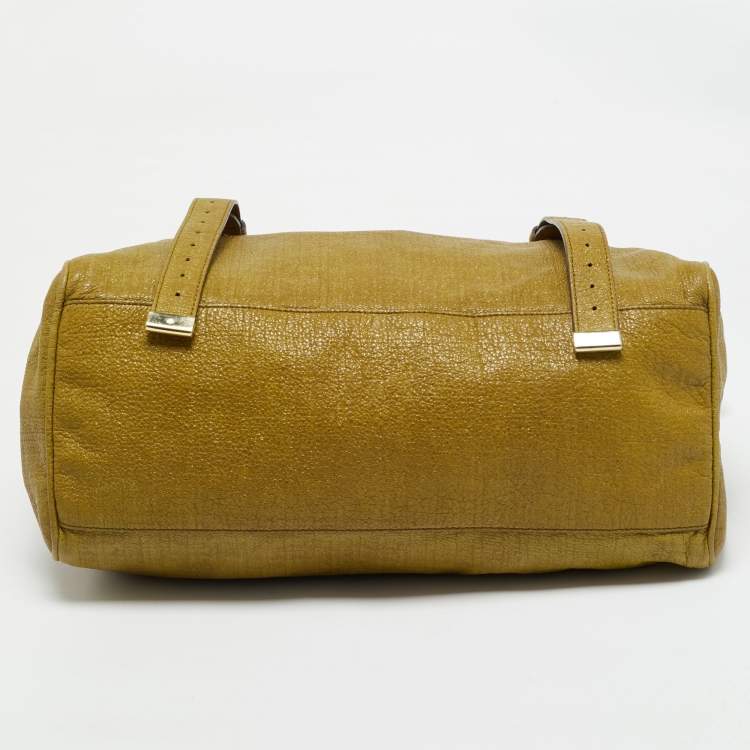 Pre Owned Mulberry Olive Green Textured Leather Oversized Alexa Satchel