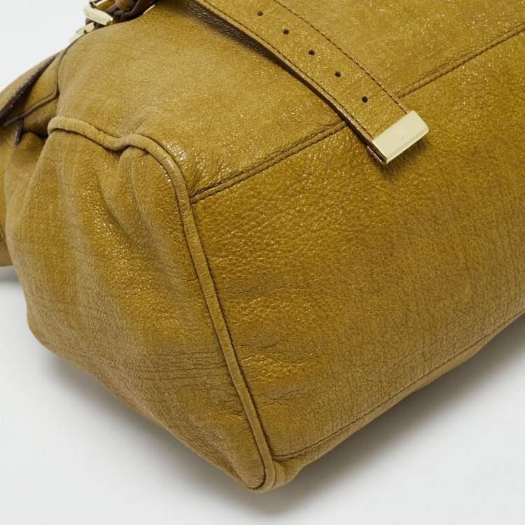 Pre Owned Mulberry Olive Green Textured Leather Oversized Alexa Satchel