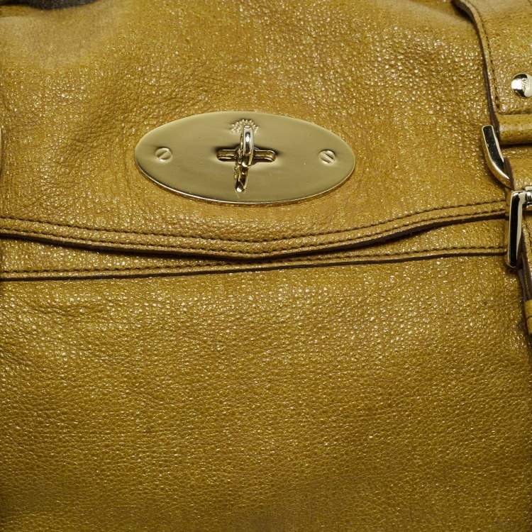 Pre Owned Mulberry Olive Green Textured Leather Oversized Alexa Satchel