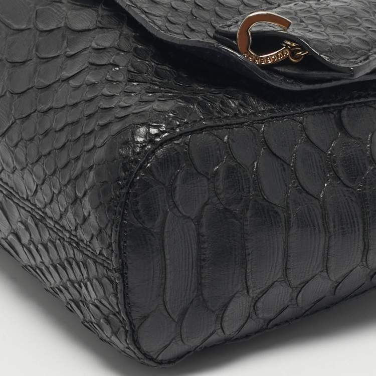 Pre Owned Mulberry Black Python Embossed Leather Lily Chain Shoulder Bag