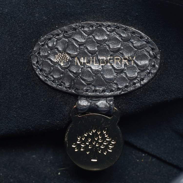 Pre Owned Mulberry Black Python Embossed Leather Lily Chain Shoulder Bag