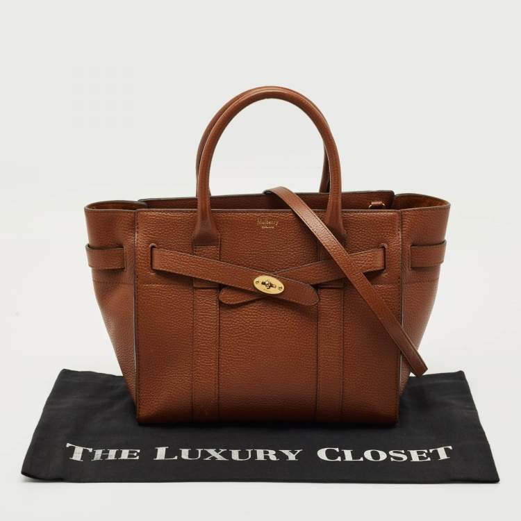 Pre Owned Mulberry Blue Leather Small Zipped Bayswater Tote