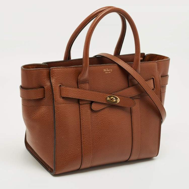 Pre Owned Mulberry Blue Leather Small Zipped Bayswater Tote