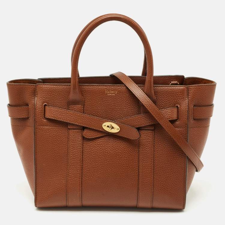 Pre Owned Mulberry Blue Leather Small Zipped Bayswater Tote