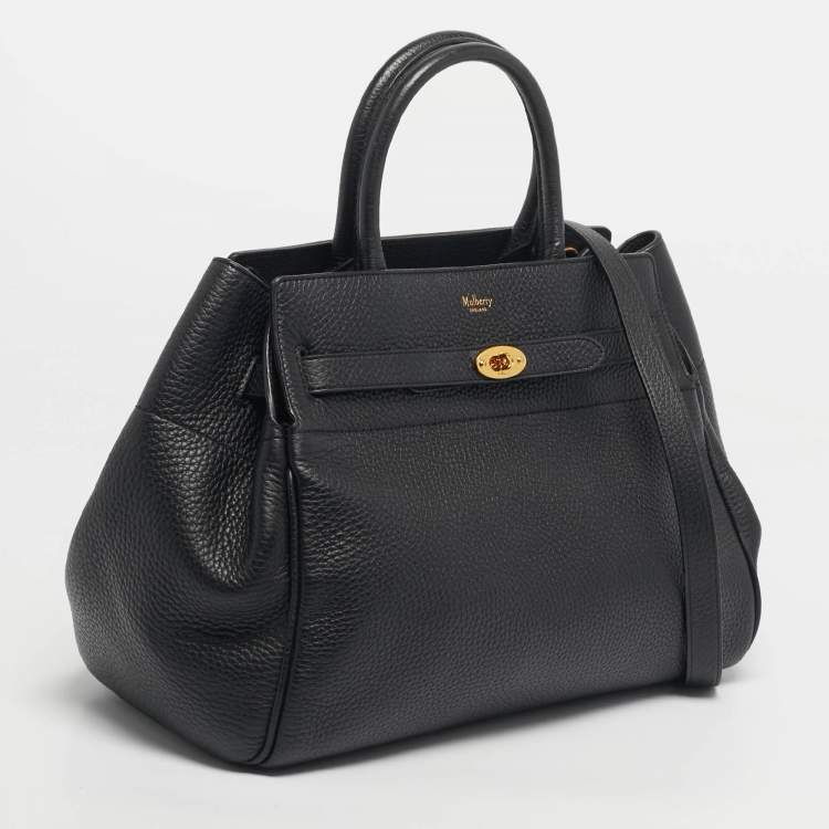 Pre Owned Mulberry Black Leather Belted Bayswater Tote
