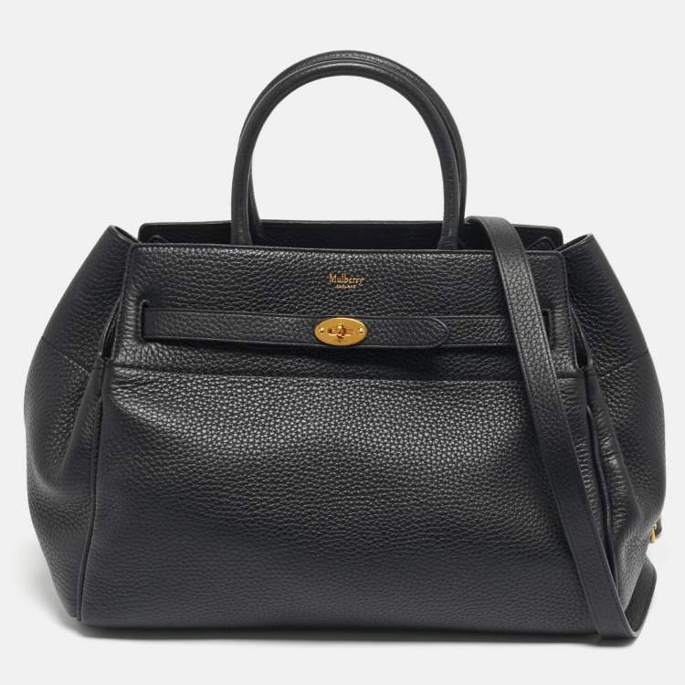 Pre Owned Mulberry Black Leather Belted Bayswater Tote