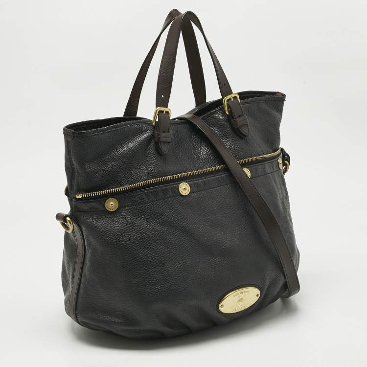 Pre Owned Mulberry Black/Dark Brown Soft Leather Mitzy Tote