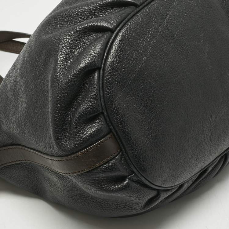 Pre Owned Mulberry Black/Dark Brown Soft Leather Mitzy Tote
