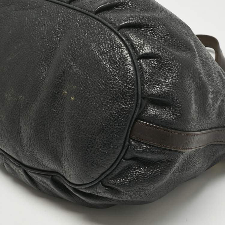 Pre Owned Mulberry Black/Dark Brown Soft Leather Mitzy Tote