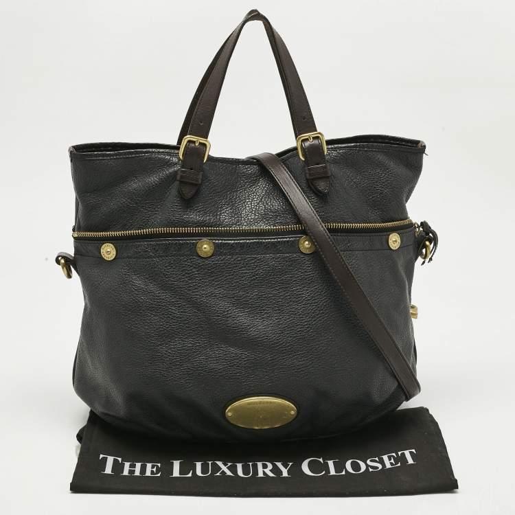 Pre Owned Mulberry Black/Dark Brown Soft Leather Mitzy Tote