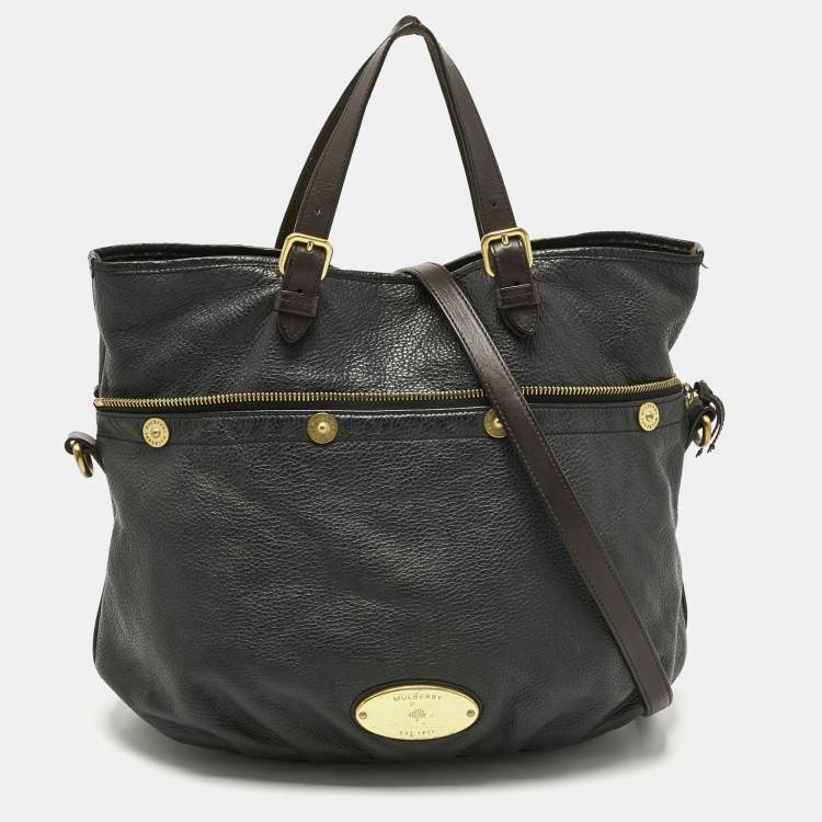 Pre Owned Mulberry Black/Dark Brown Soft Leather Mitzy Tote
