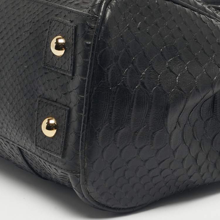Pre Owned Mulberry Black Python Effect Leather Bayswater Satchel