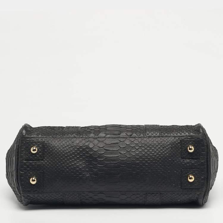 Pre Owned Mulberry Black Python Effect Leather Bayswater Satchel