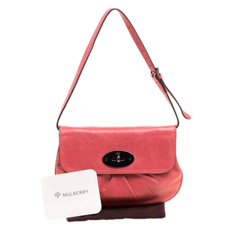 Pre Owned Mulberry Pink Pleated Leather Joelle Pochette