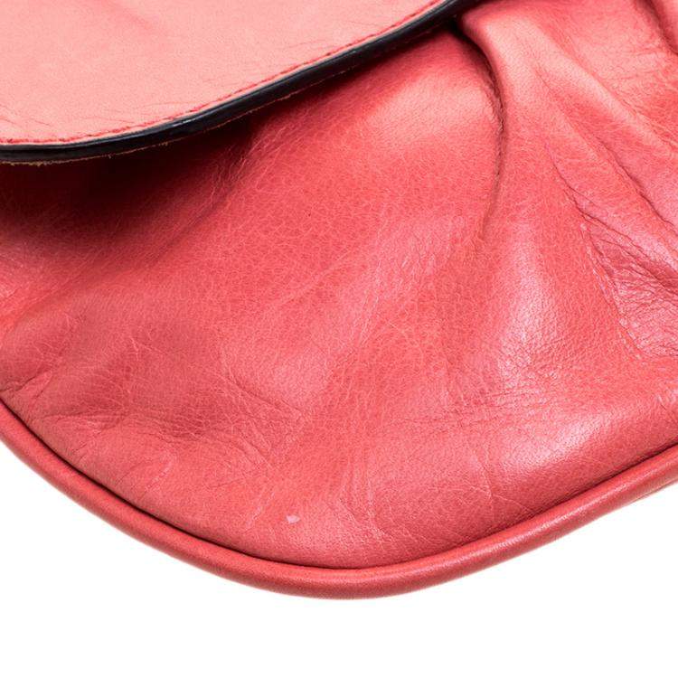 Pre Owned Mulberry Pink Pleated Leather Joelle Pochette