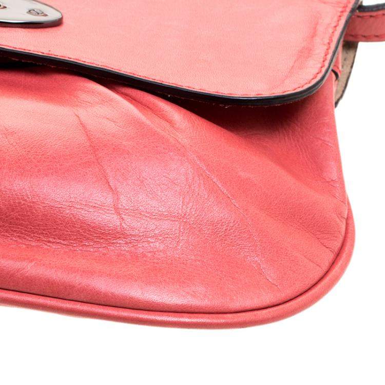 Pre Owned Mulberry Pink Pleated Leather Joelle Pochette