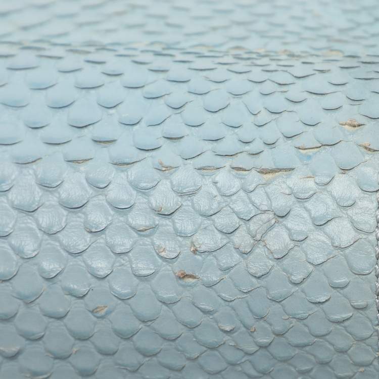 Pre Owned Mulberry Navy Blue/ Turquoise Snakeskin Embossed Leather Delphie Duo Flap Shoulder Bag