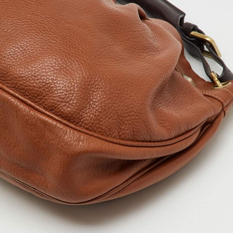 Pre Owned Mulberry Brown Pebbled Leather Mitzy East West Hobo