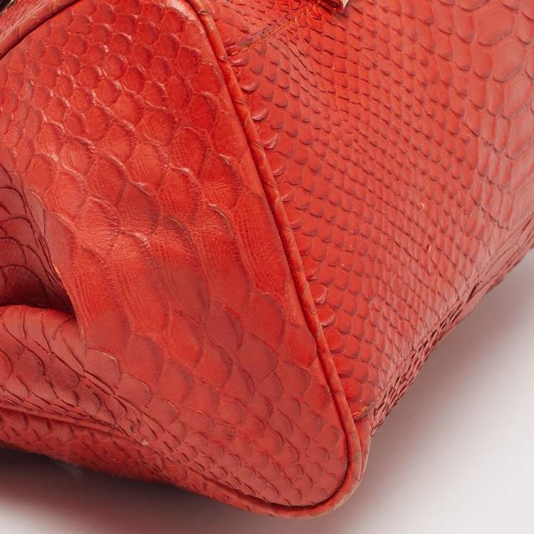 Pre Owned Mulberry Orange Python Embossed Leather The Alexa Satchel