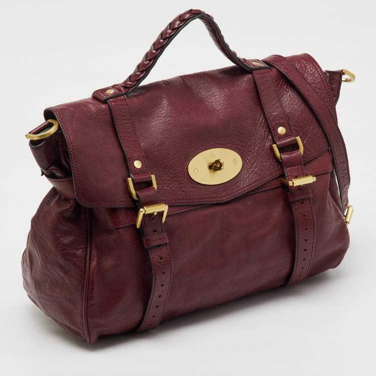 Pre Owned Mulberry Dark Burgundy Leather Alexa Top Handle Bag