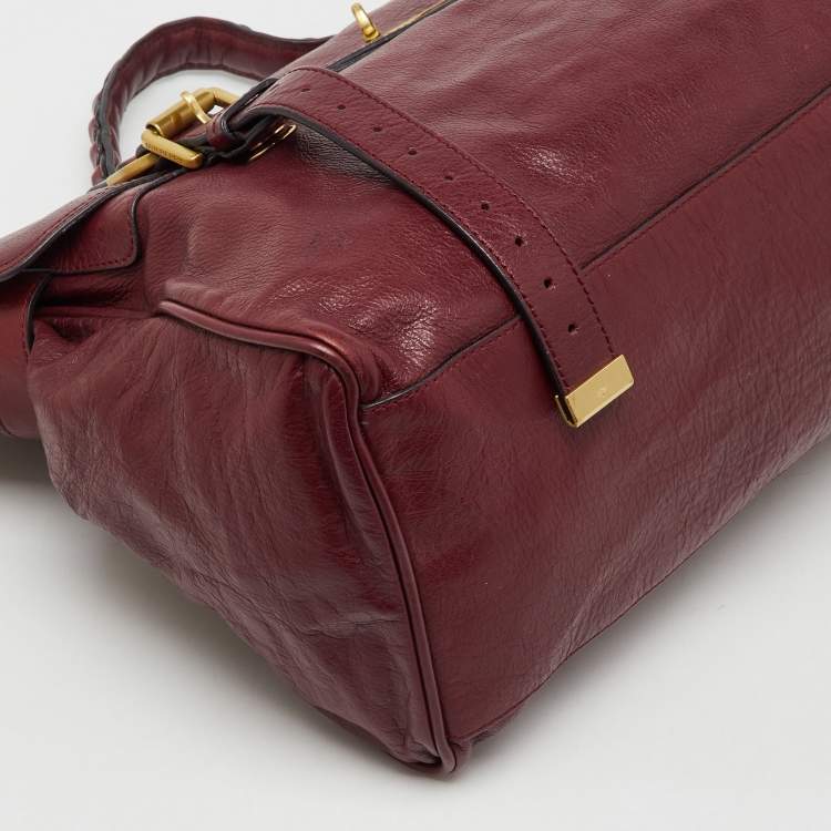 Pre Owned Mulberry Dark Burgundy Leather Alexa Top Handle Bag