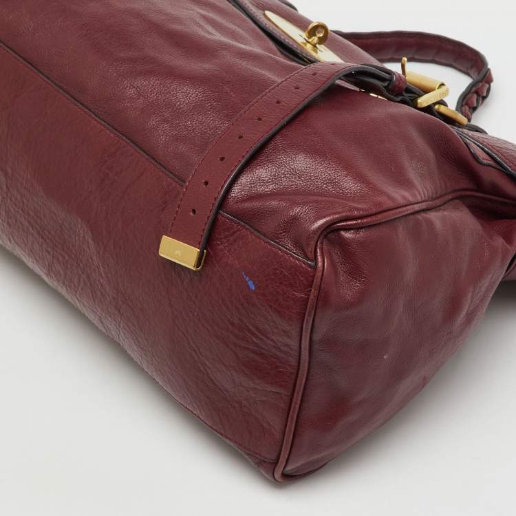 Pre Owned Mulberry Dark Burgundy Leather Alexa Top Handle Bag