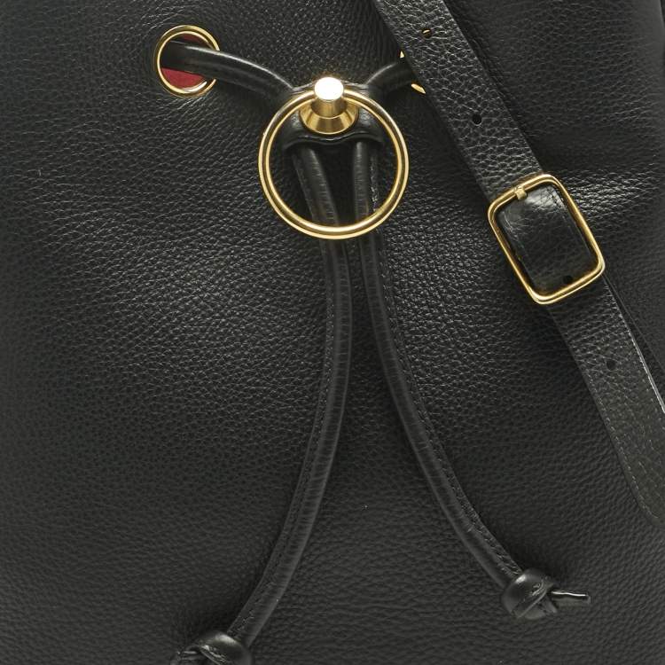 Pre Owned Mulberry Black Leather Hampstead Bucket Bag
