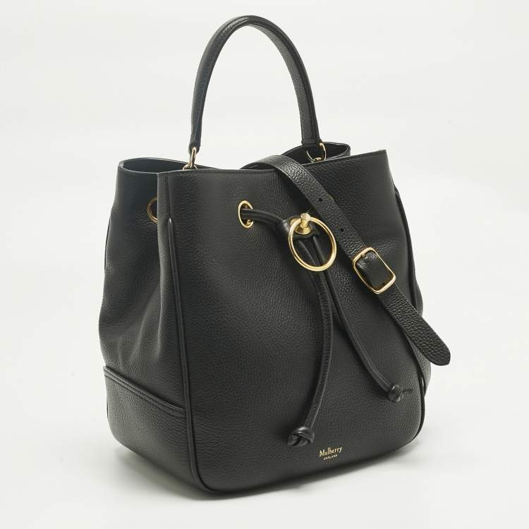 Pre Owned Mulberry Black Leather Hampstead Bucket Bag