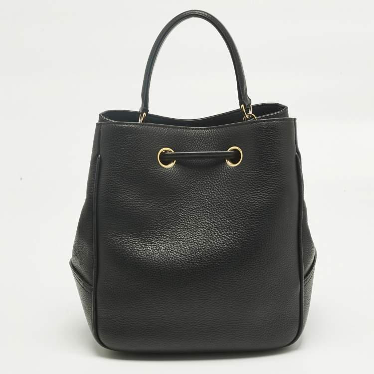 Pre Owned Mulberry Black Leather Hampstead Bucket Bag