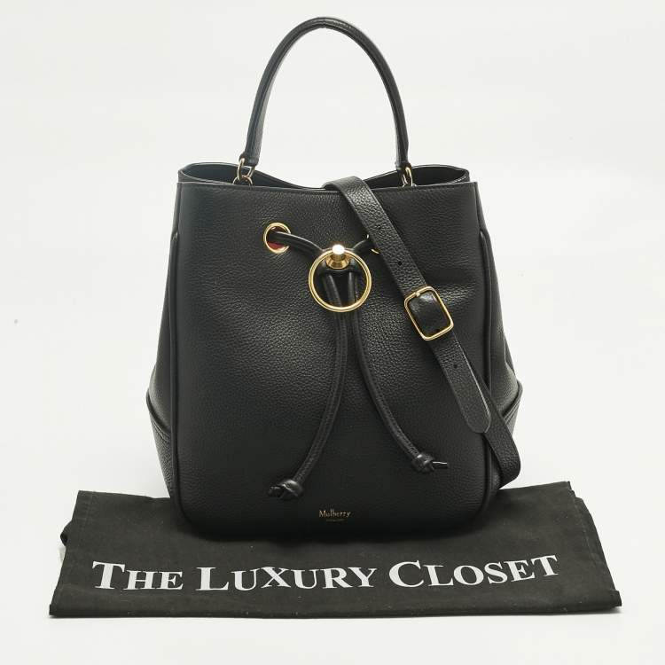 Pre Owned Mulberry Black Leather Hampstead Bucket Bag