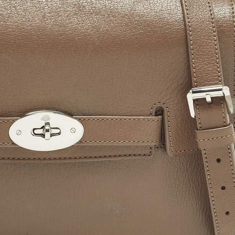 Pre Owned Mulberry Bayswater Dark Beige Leather Shoulder Bag
