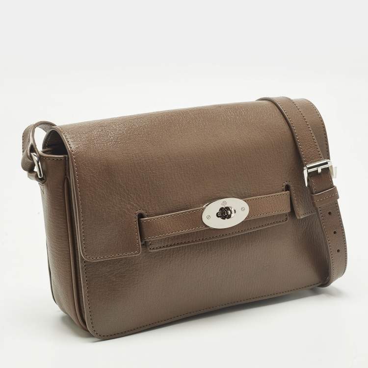 Pre Owned Mulberry Bayswater Dark Beige Leather Shoulder Bag