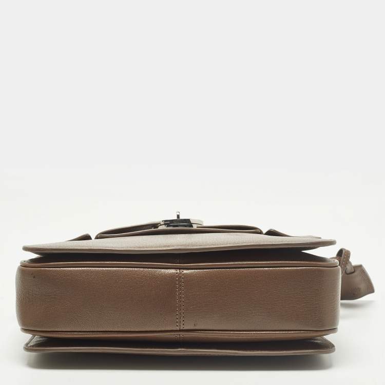 Pre Owned Mulberry Bayswater Dark Beige Leather Shoulder Bag