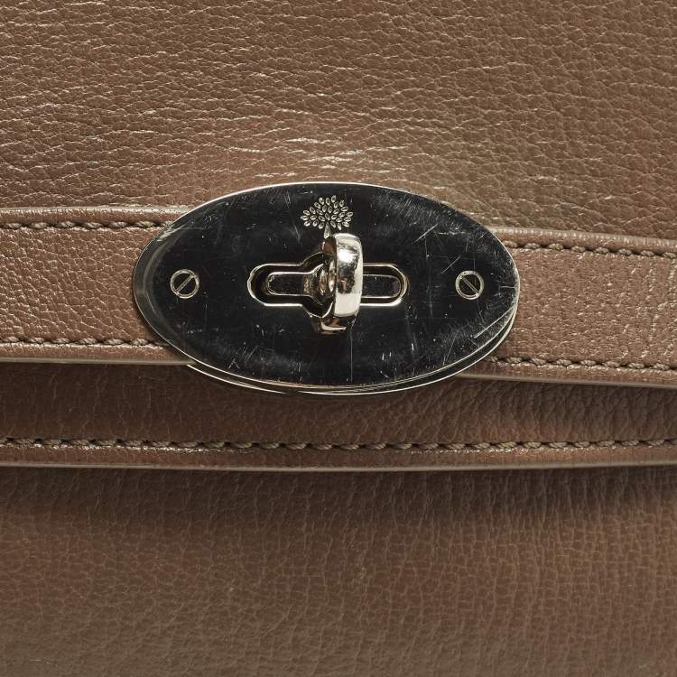 Pre Owned Mulberry Bayswater Dark Beige Leather Shoulder Bag
