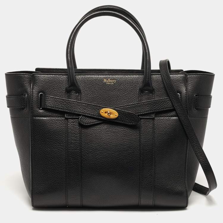 Pre Owned Mulberry Zipped Bayswater Small Black Leather Tote