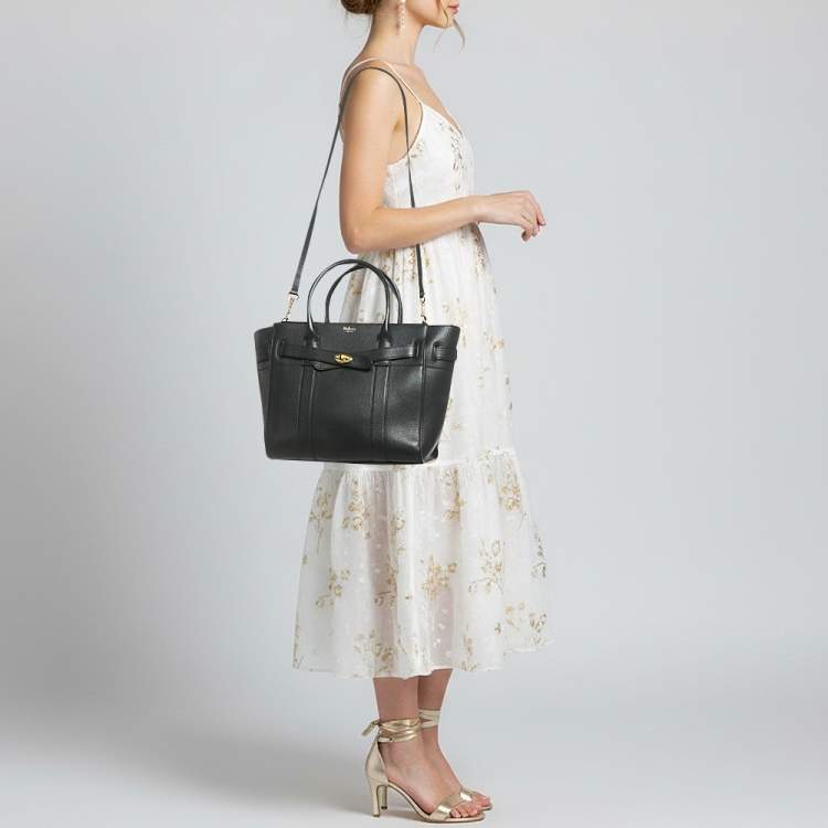 Pre Owned Mulberry Zipped Bayswater Small Black Leather Tote