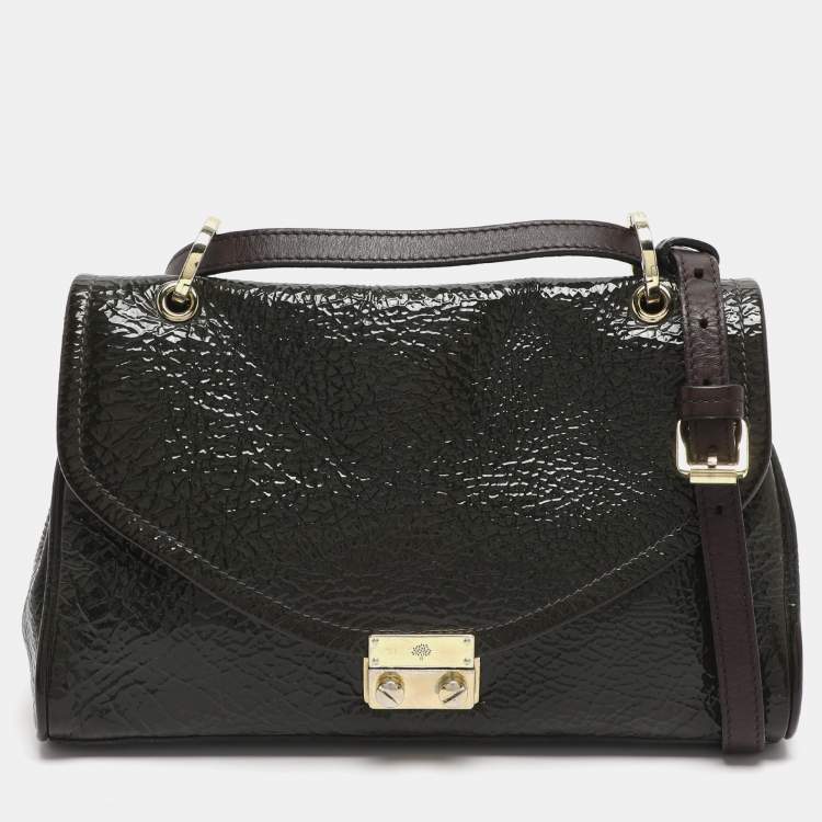 Pre Owned Mulberry Neely Green Patent Leather Shoulder Bag