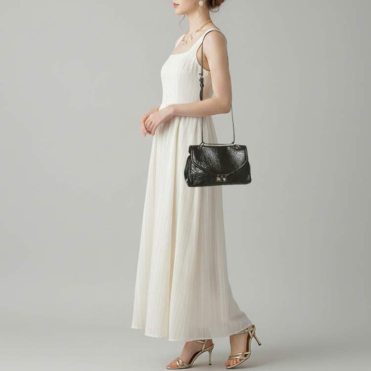 Pre Owned Mulberry Neely Green Patent Leather Shoulder Bag